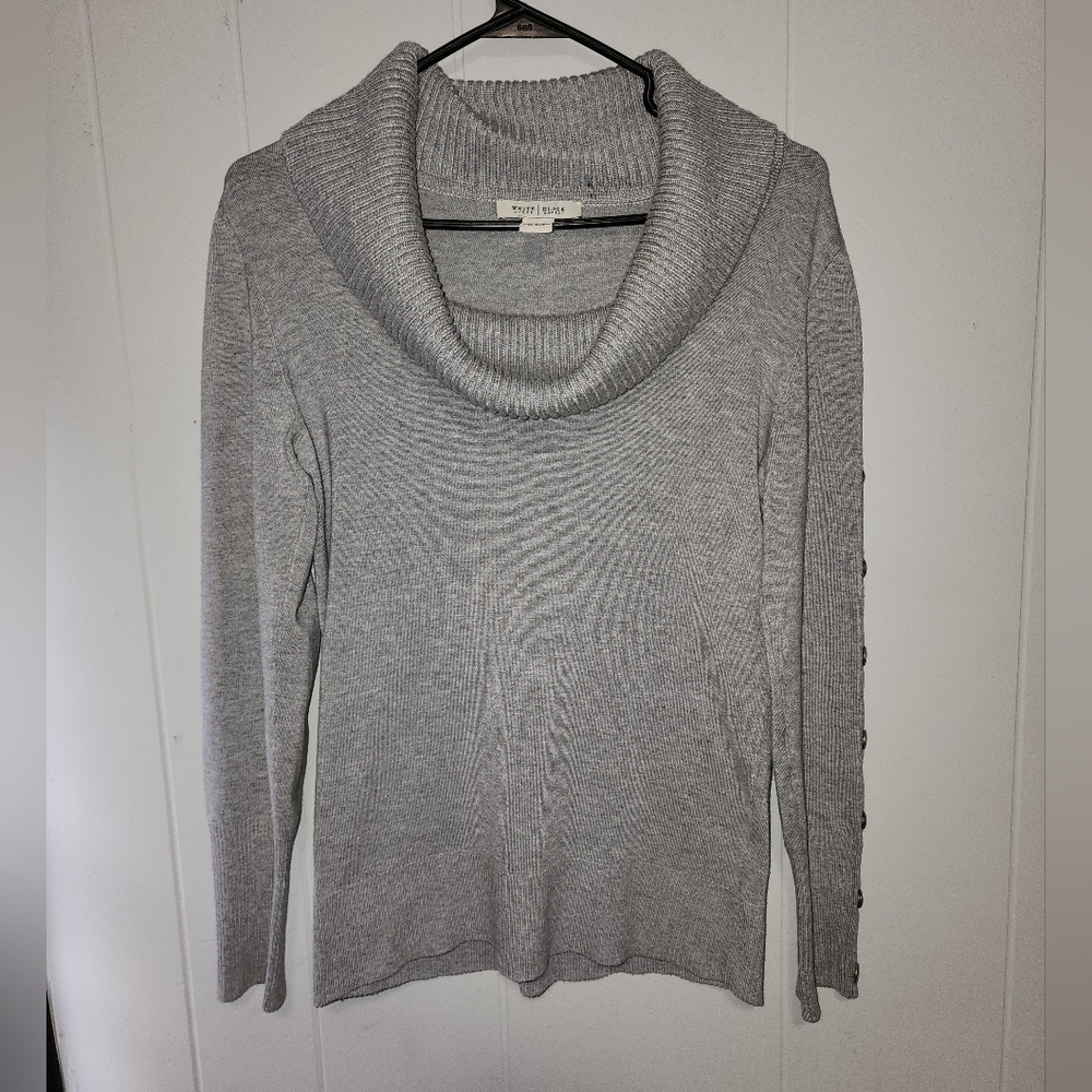 White House Black Market Classy Grey Cowl TurtleNeck Sweater - Picture 2 of 14